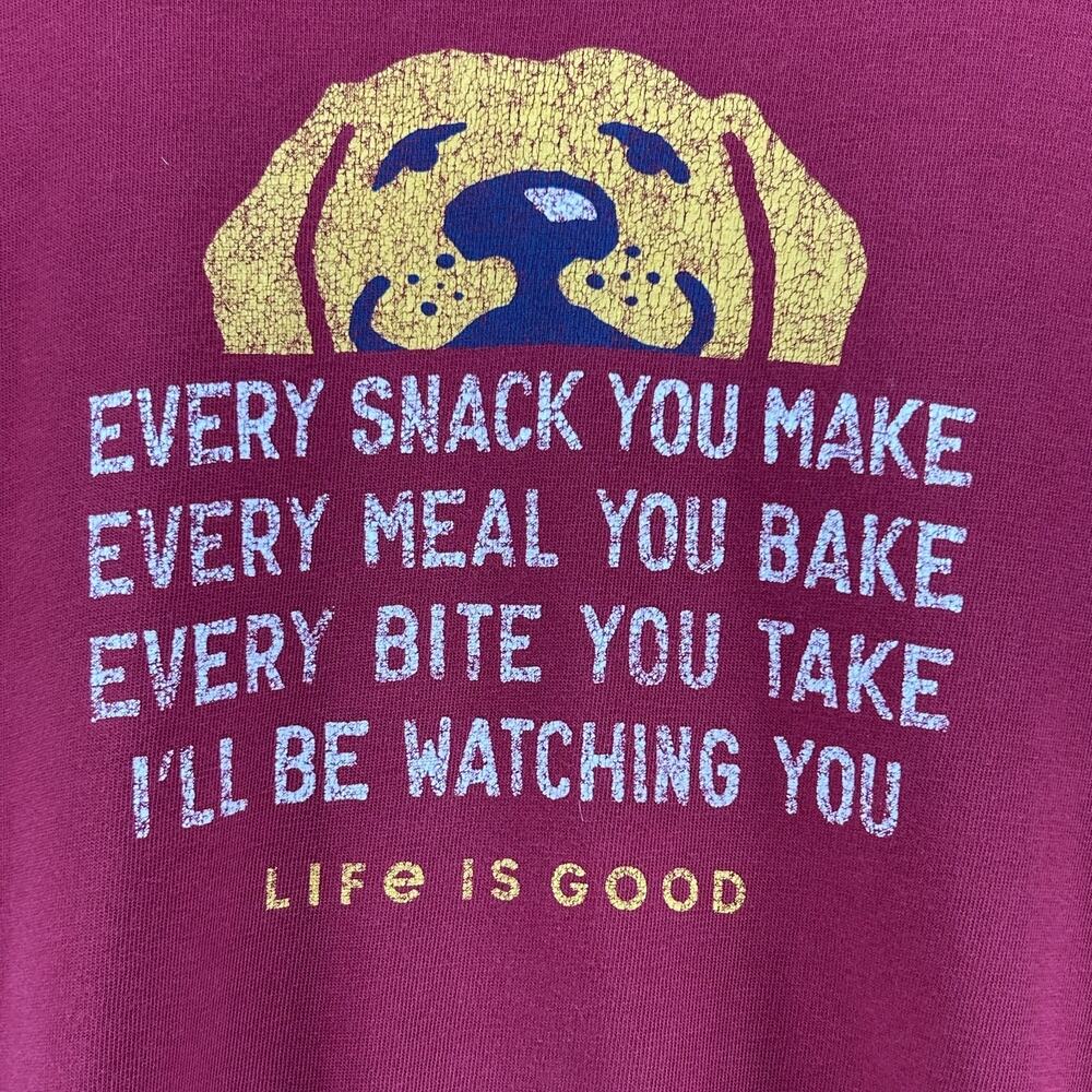 LIFE IS GOOD Shirt Mens L I'll Be Watching You Dog Long Sleeve Crusher Tee Red - Picture 4 of 12
